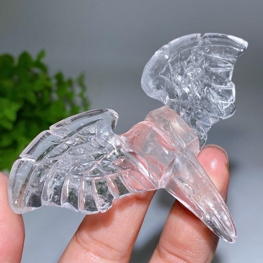 3.8"-4.2" Crystal Raven Skull with Wings Carving Crystal Healing Bulk Wholesale