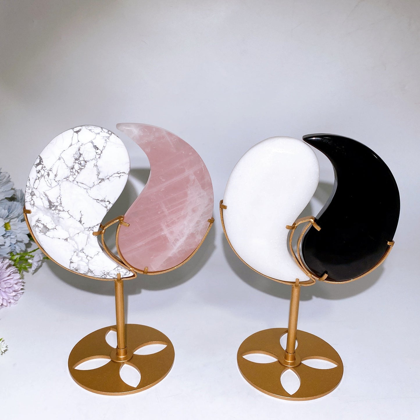 Crystal Taiji Carving with Stand Free Form Crystal Healing Bulk Wholesale