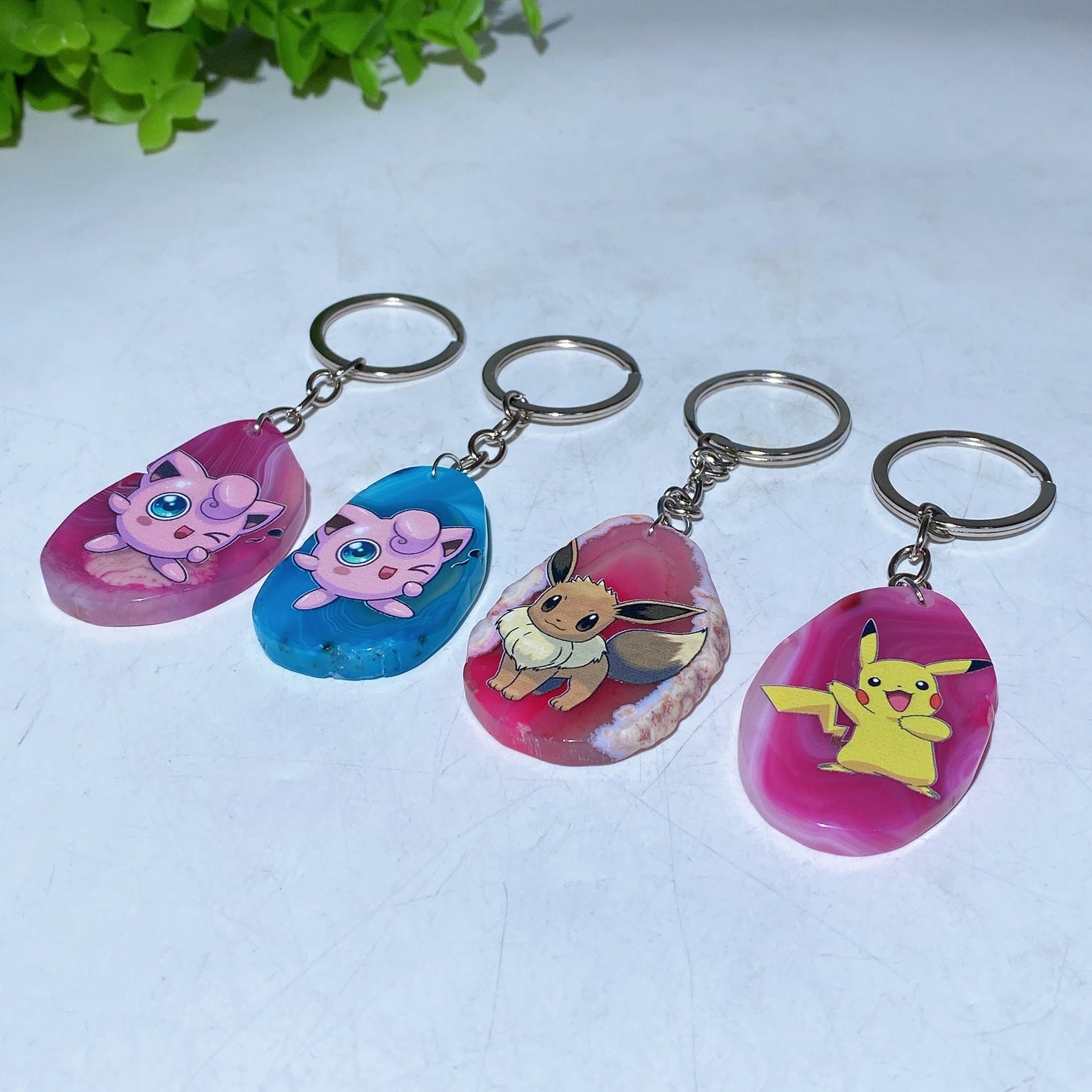 Agate Slab with Printing Keychain Crystal Healing Bulk Wholesale