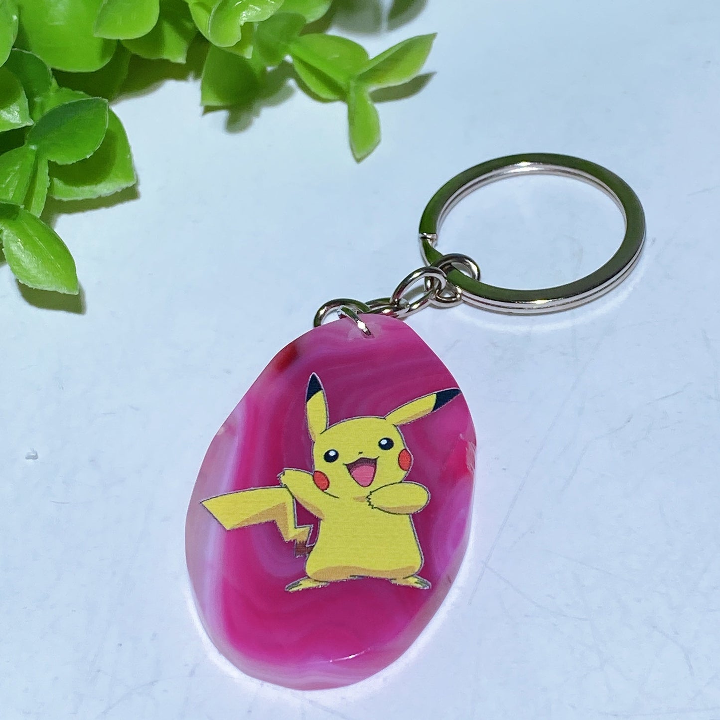 Agate Slab with Printing Keychain Crystal Healing Bulk Wholesale