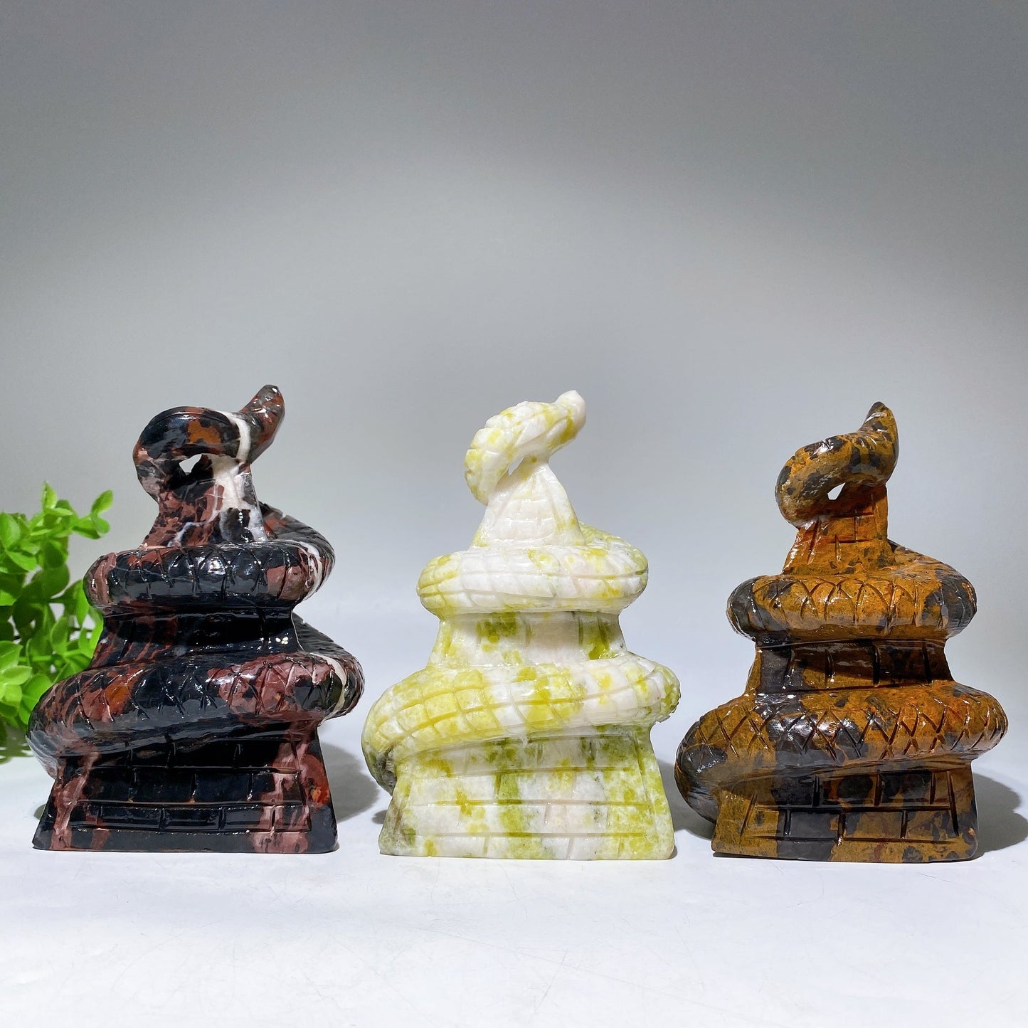 5.2" Jade Snake on Pyramid Carving Crystal Healing Bulk Wholesale