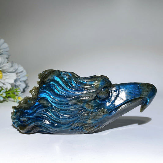 6.2" Unique Labradorite Eagle Head Carving Crystal Healing Bulk Wholesale