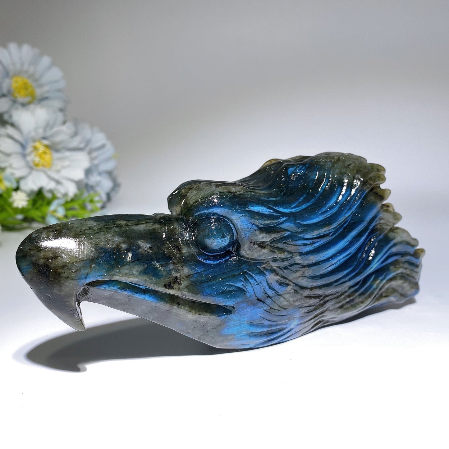 6.2" Unique Labradorite Eagle Head Carving Crystal Healing Bulk Wholesale