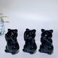 2.3" Black Obsidian Three-no Animal Carving Crystal Healing Bulk Wholesale 3 Pieces