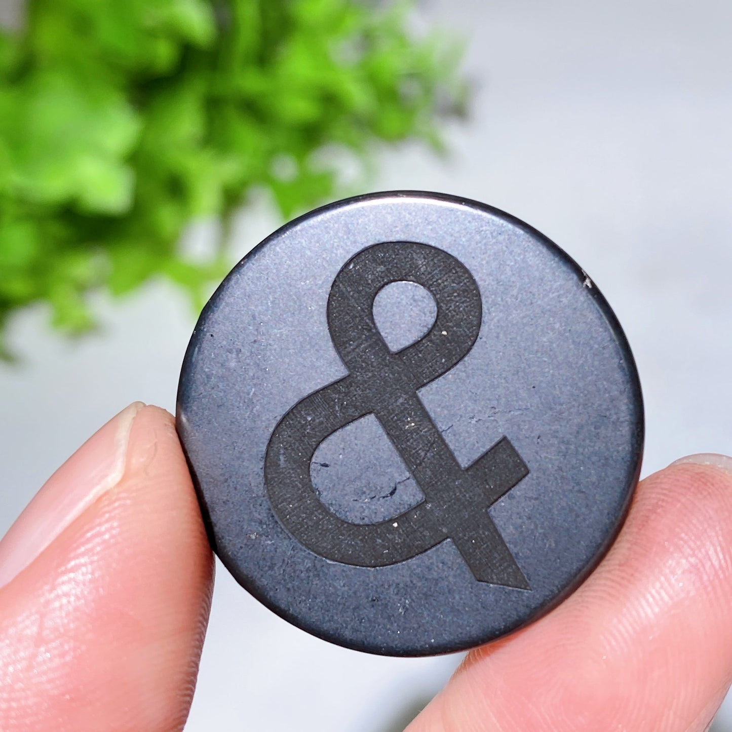 30mm Schungite Round Slab with Double Sides Tape Crystal Healing Bulk Wholesale