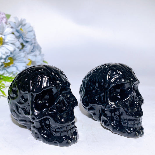 3.6" Black Obsidian Skull Carving Crystal Healing Bulk Wholesale