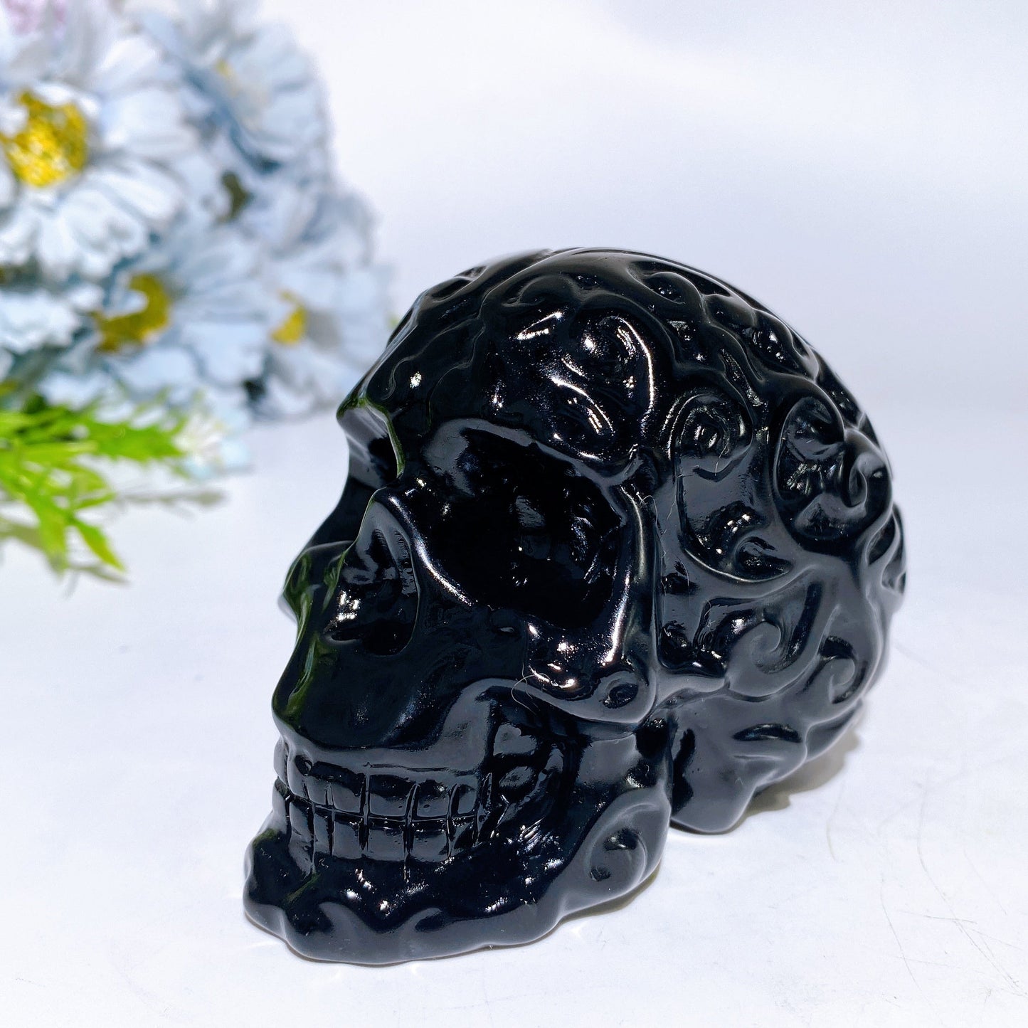 3.6" Black Obsidian Skull Carving Crystal Healing Bulk Wholesale
