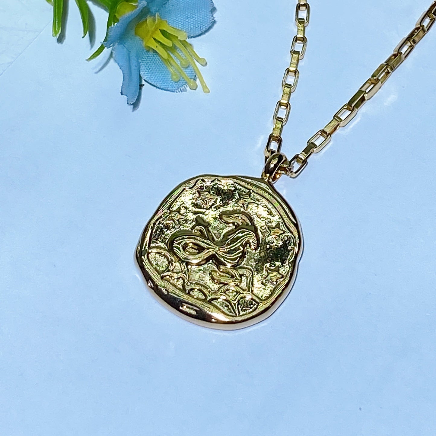 12 Constellations Golden Color Necklace Crystal Healing Bulk Wholesale
