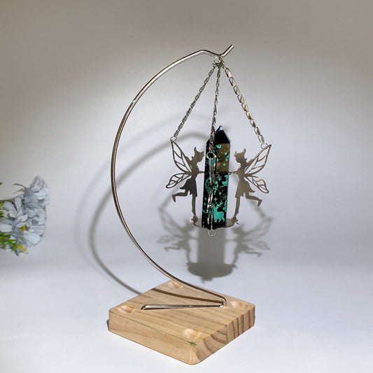 Metal Fairy Decor Stand with Wooden Base for Point Crystal Healing Bulk Wholesale