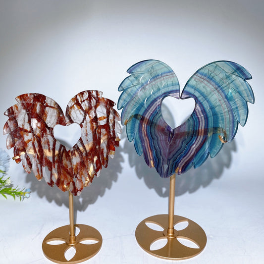 Crystal Heart Wings with Stand Crystal Healing Bulk Wholesale