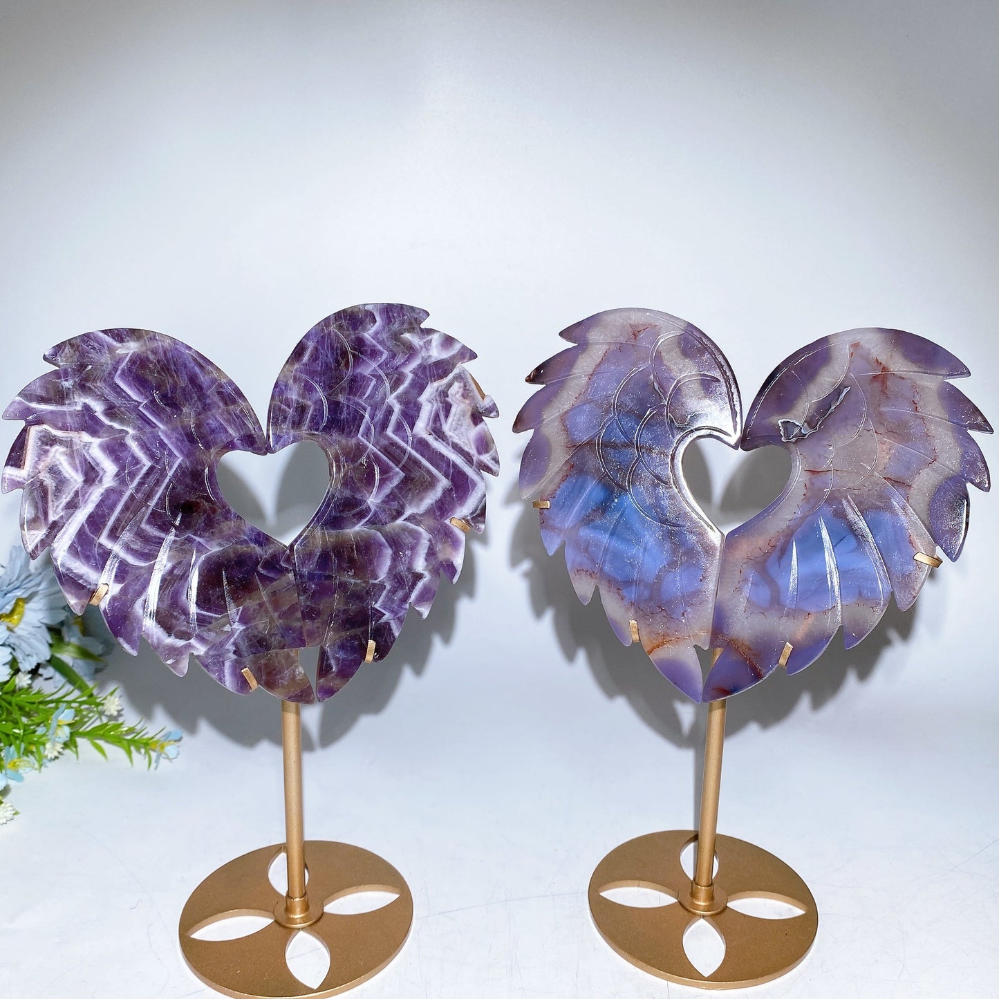 Crystal Heart Wings with Stand Crystal Healing Bulk Wholesale