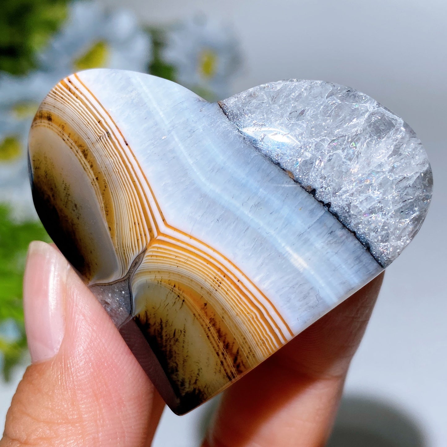 2.0"-2.3" Black Sardonyx Heart Carving Crystal Healing Bulk Wholesale