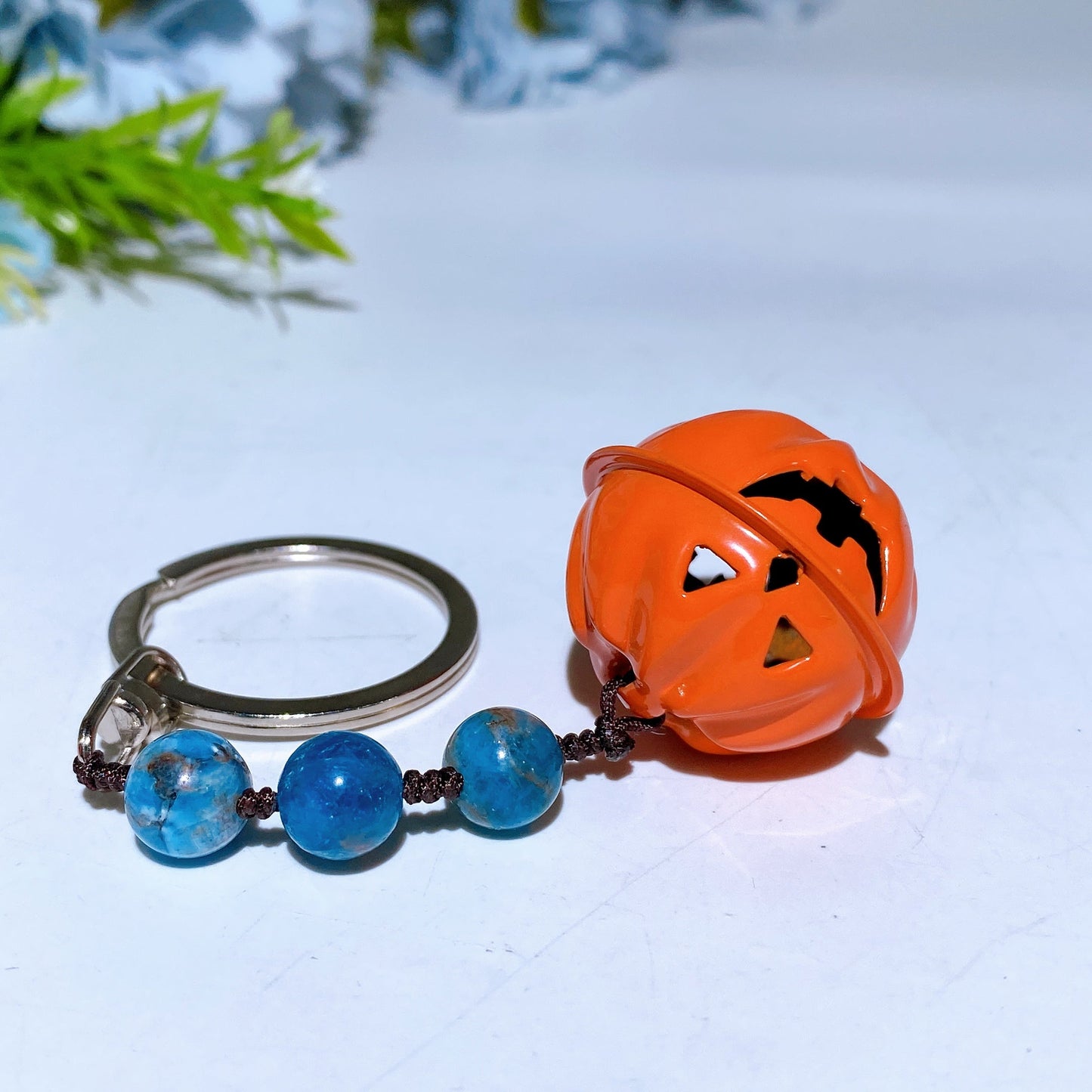Crystal with Pumpkin Bell Key Chain for Halloween Crystal Healing Bulk Wholesale