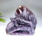 14cm Unique Purple Mica Nine-tails Fox Carving Crystal Healing Bulk Wholesale