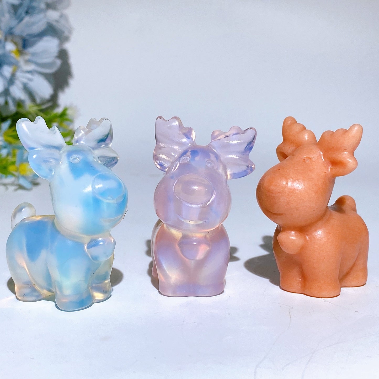 2.1" Crystal Reindeer Carving Crystal Healing Bulk Wholesale