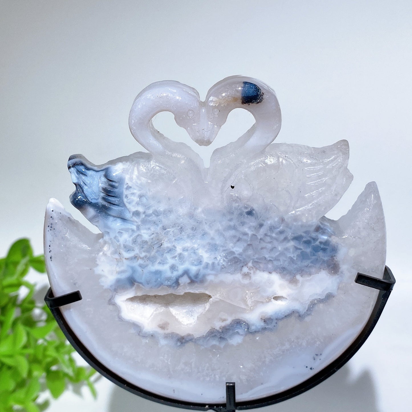 Druzy Agate Swan Carving with Stand Crystal Healing Bulk Wholesale