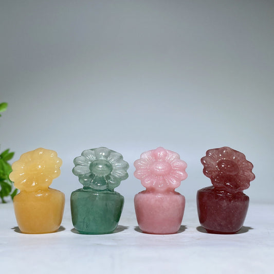 1.5" Crystal Flower Bonsai Carving Crystal Healing Bulk Wholesale