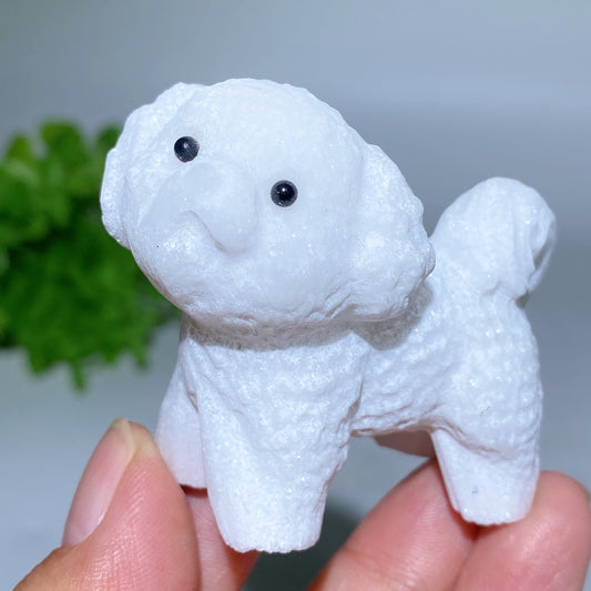2.1" White Jade Dog Carving Crystal Healing Bulk Wholesale