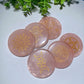 2.15" Rose Quartz Round Slab with Chakra Printing Bulk Wholesale