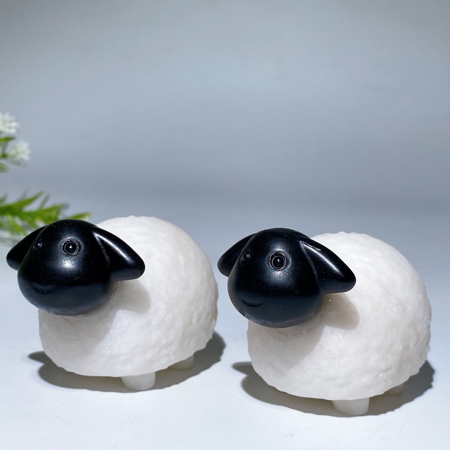 2.8" White Jade Obsidian Shaun the Sheep Carving Crystal Healing Bulk Wholesale