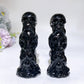 4.1" Black Obsidian Three-no Skulls Carving Crystal Healing Bulk Wholesale