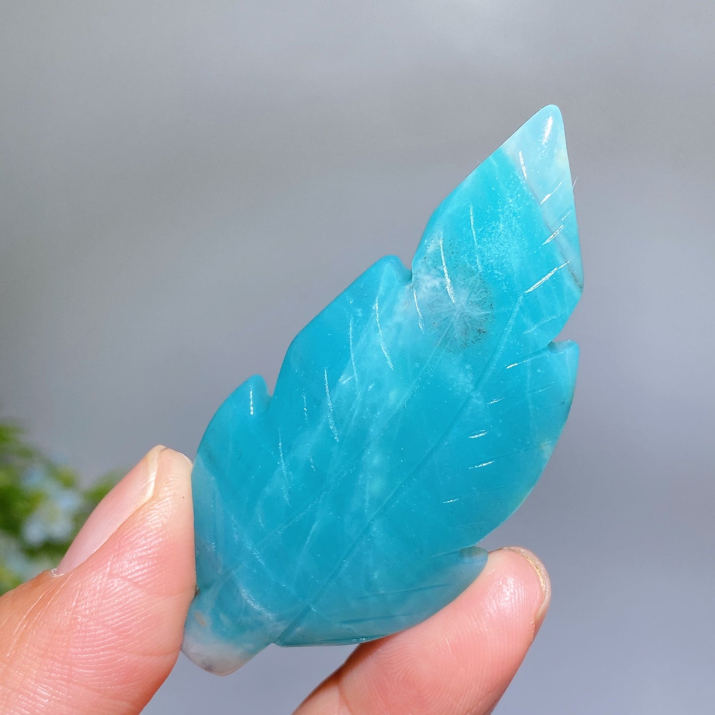 2.5"-2.7" Caribbean Calcite Feather Carving Crystal Healing Bulk Wholesale