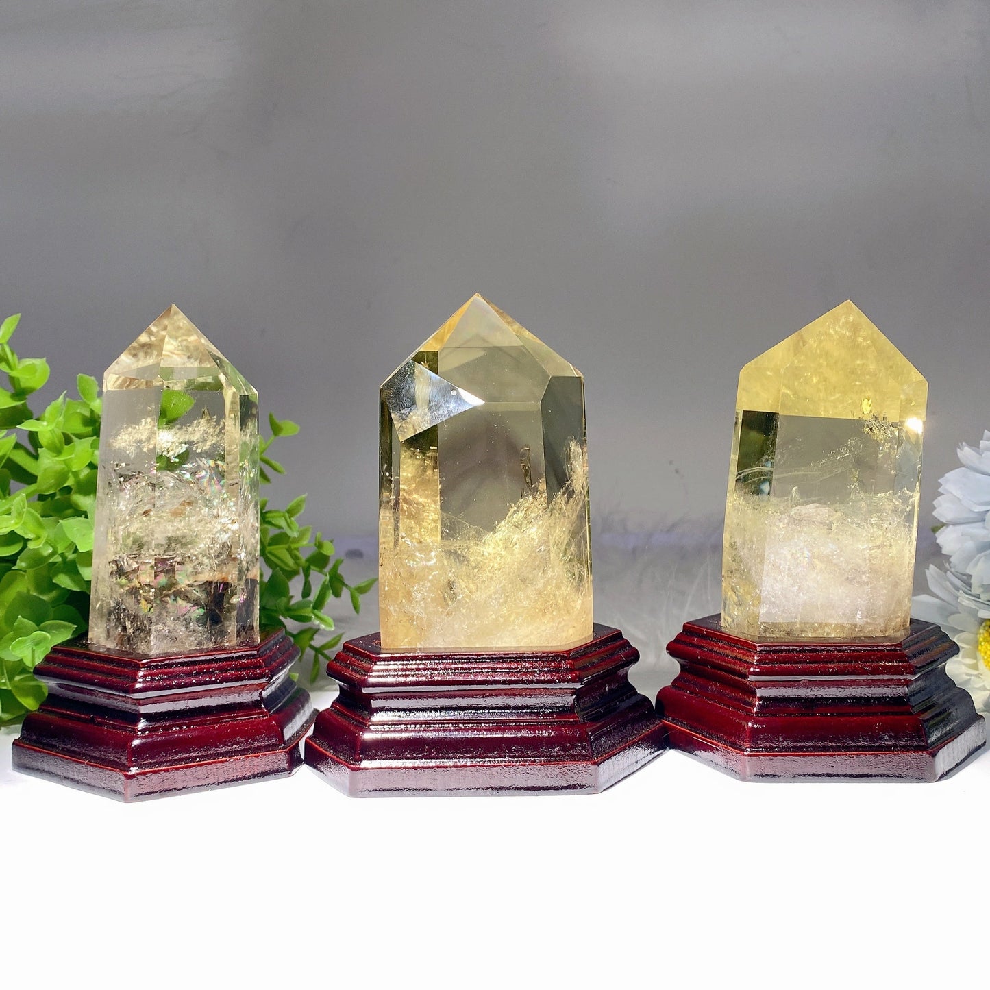 5.0"-8.0" Citrine Tower with Wooden Base Bulk Wholesale