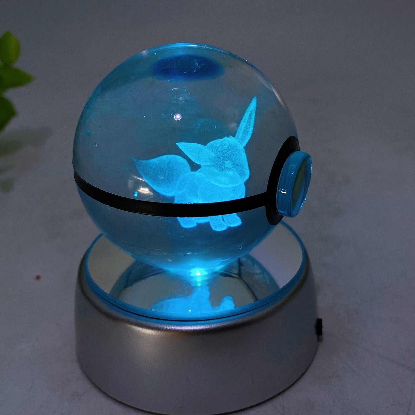 3D Inner Carving Crystal Pokemon Glass Sphere with Colorful Lamp Stand Crystal Healing Bulk Wholesale