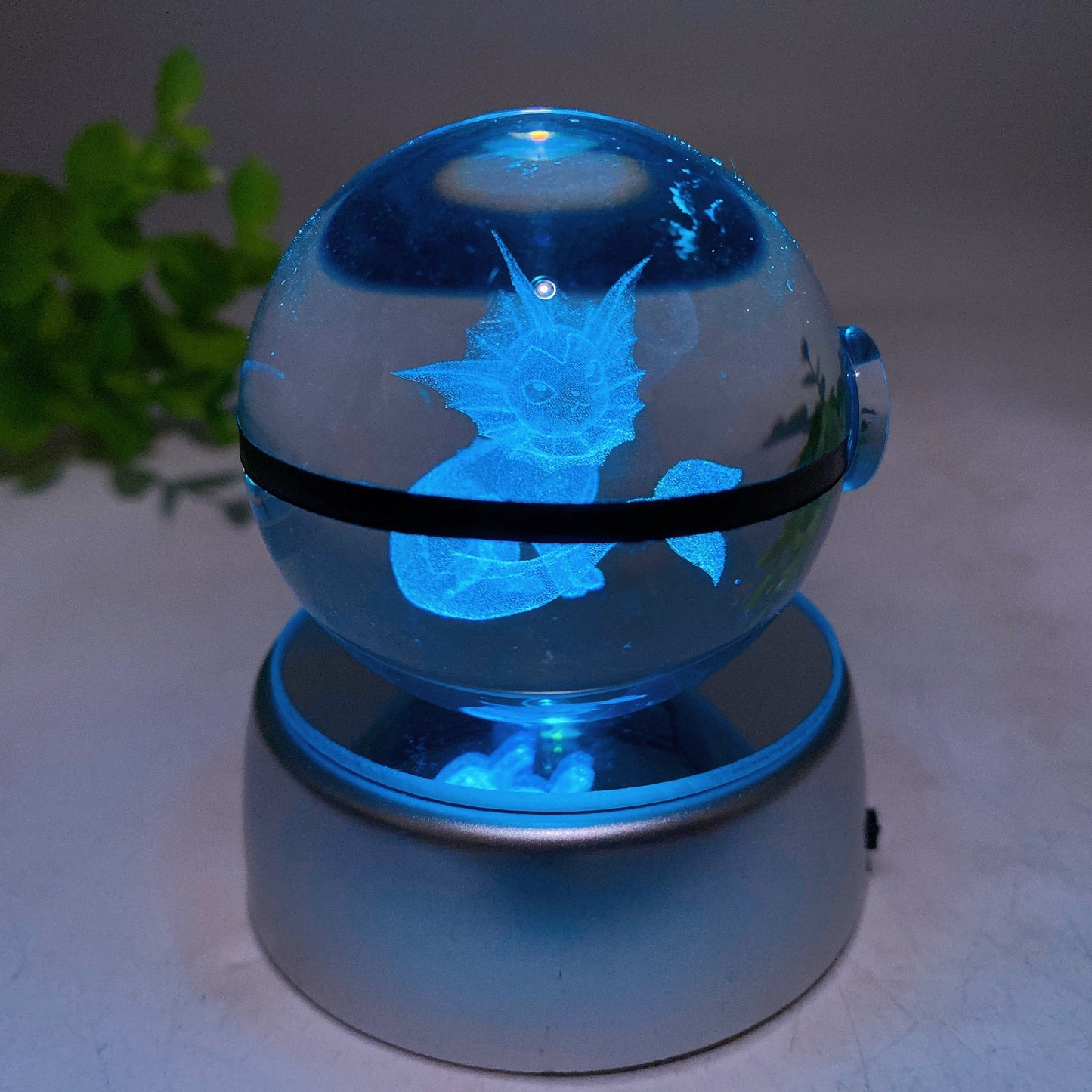 3D Inner Carving Crystal Pokemon Glass Sphere with Colorful Lamp Stand Crystal Healing Bulk Wholesale