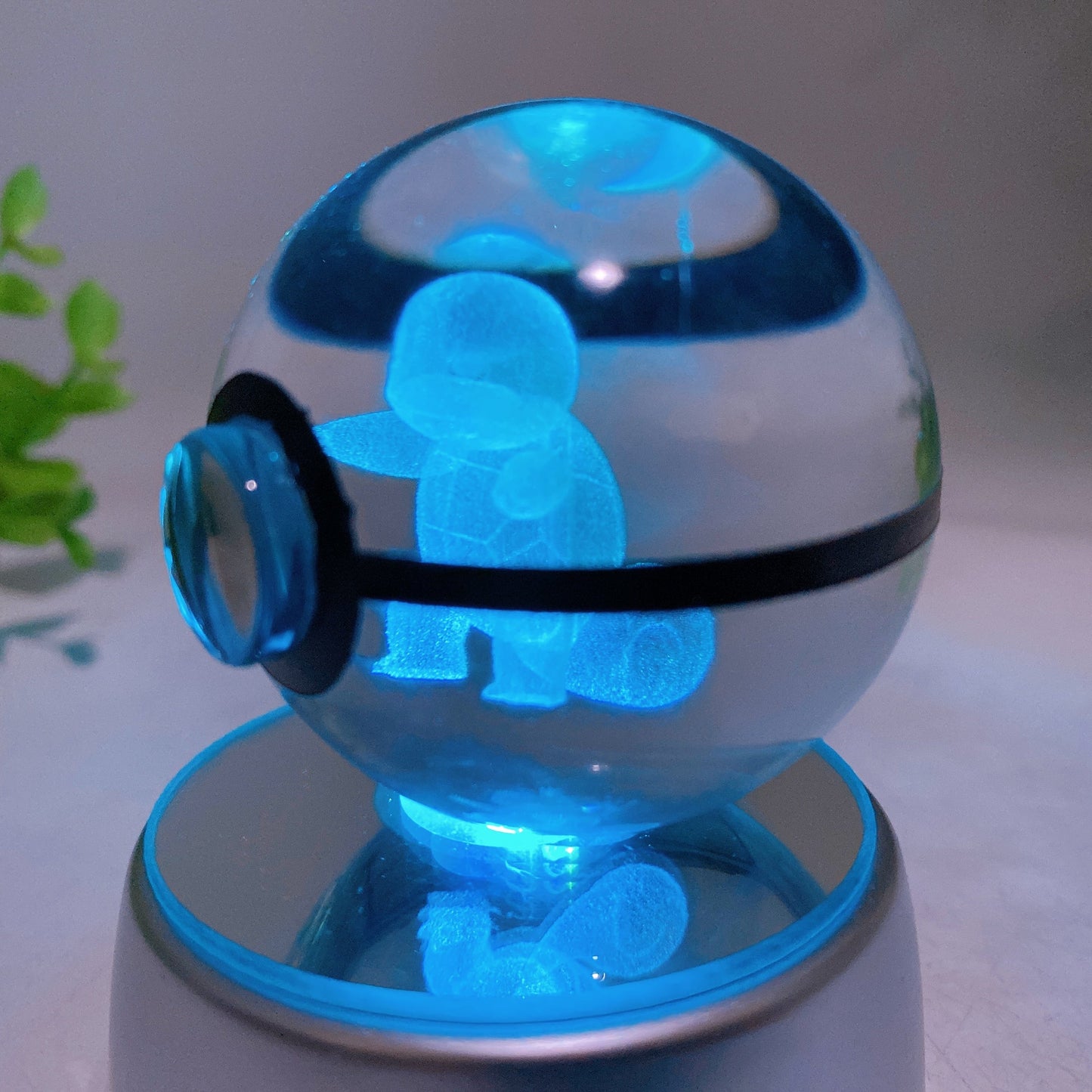 3D Inner Carving Crystal Pokemon Glass Sphere with Colorful Lamp Stand Crystal Healing Bulk Wholesale
