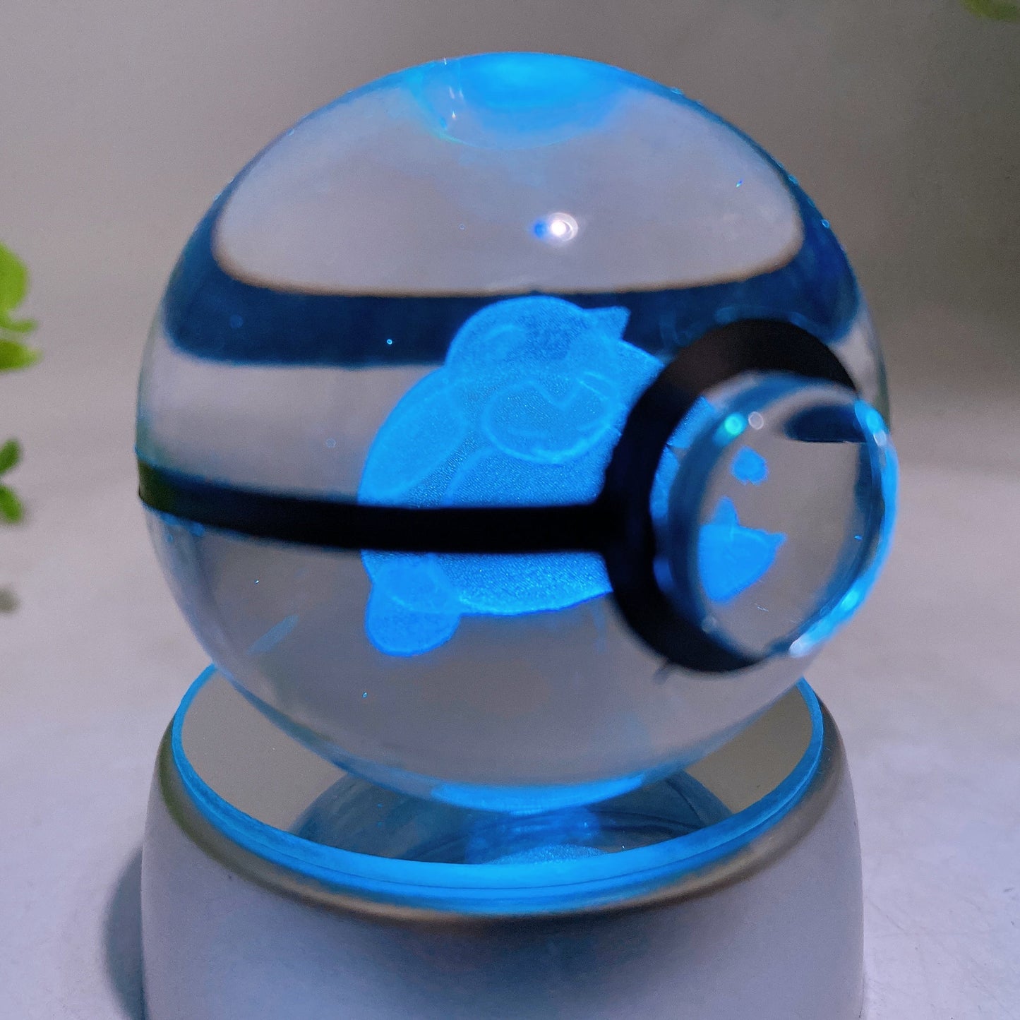 3D Inner Carving Crystal Pokemon Glass Sphere with Colorful Lamp Stand Crystal Healing Bulk Wholesale