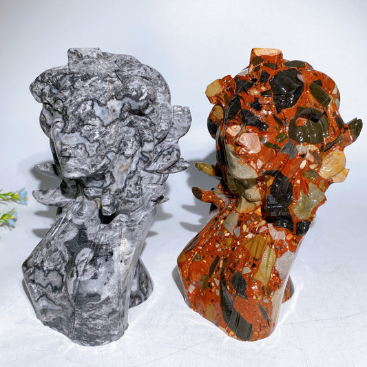 18cm Picasso Stone Jade Medusa Carving Crystal healing Bulk Wholesale