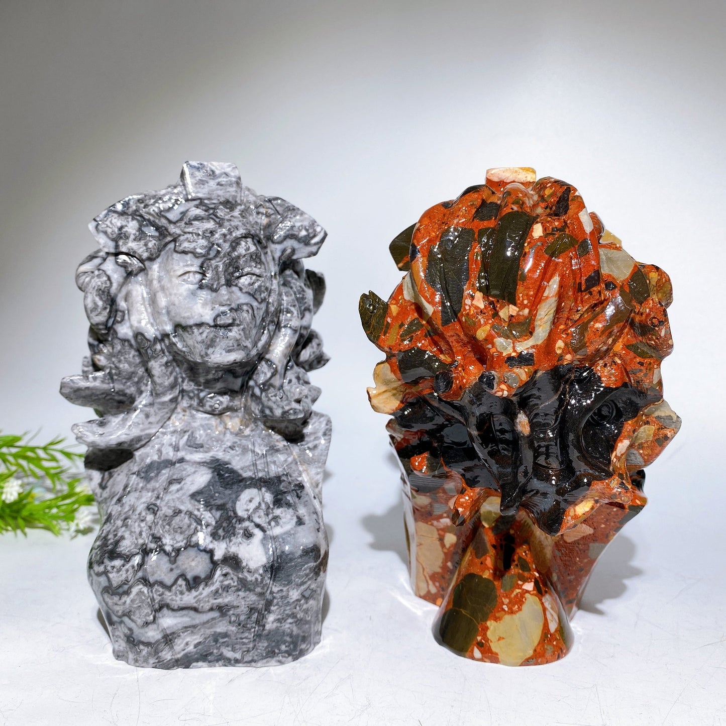 18cm Picasso Stone Jade Medusa Carving Crystal healing Bulk Wholesale