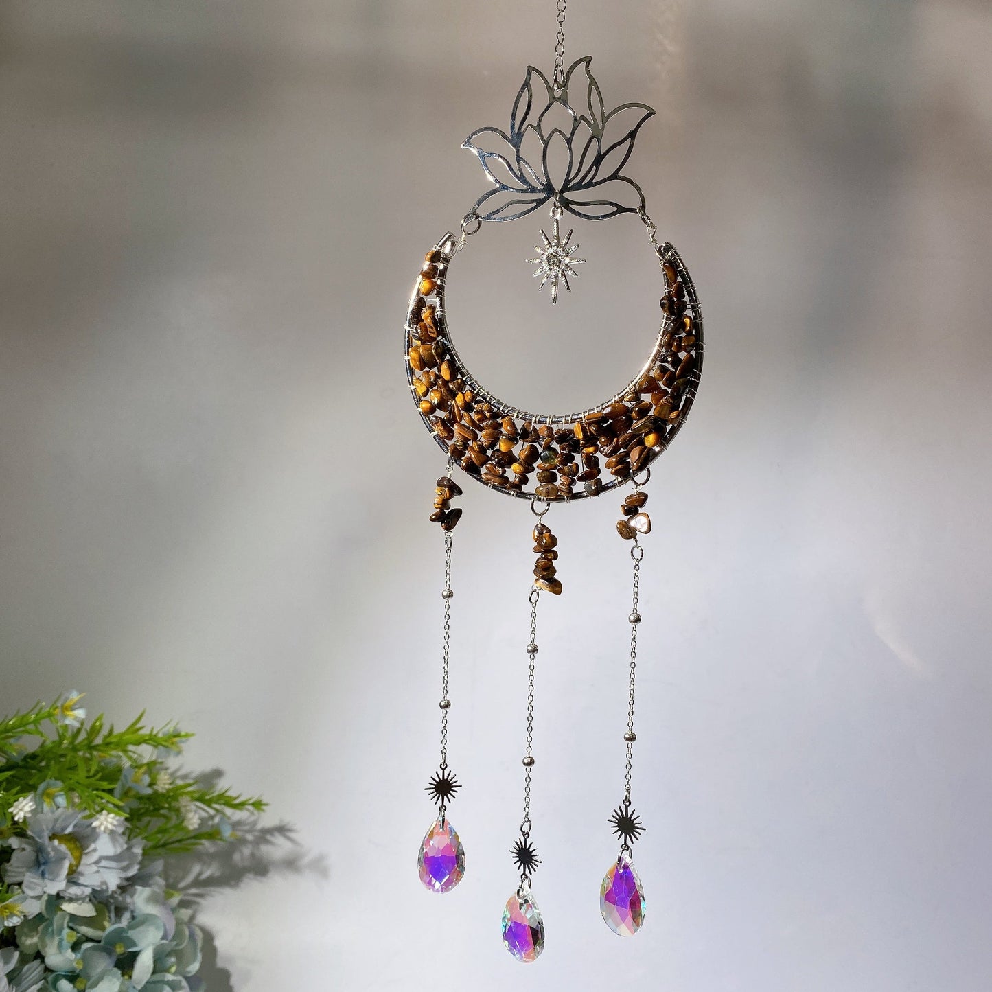 Crystal Chips Suncatcher Hanging Ornament Crystal Healing Bulk Wholesale