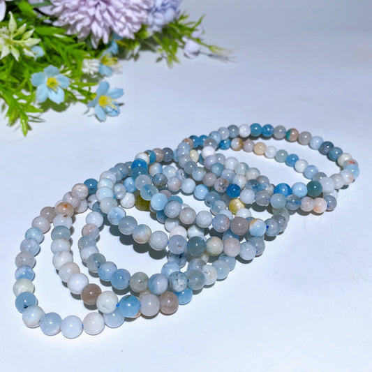 6mm Aquamarine Bracelet Crystal Healing Bulk Wholesale