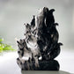 20cm Uninque Black Tourmaline in Quartz Nine-tails Fox Carving Crystal Healing Bulk Wholesale