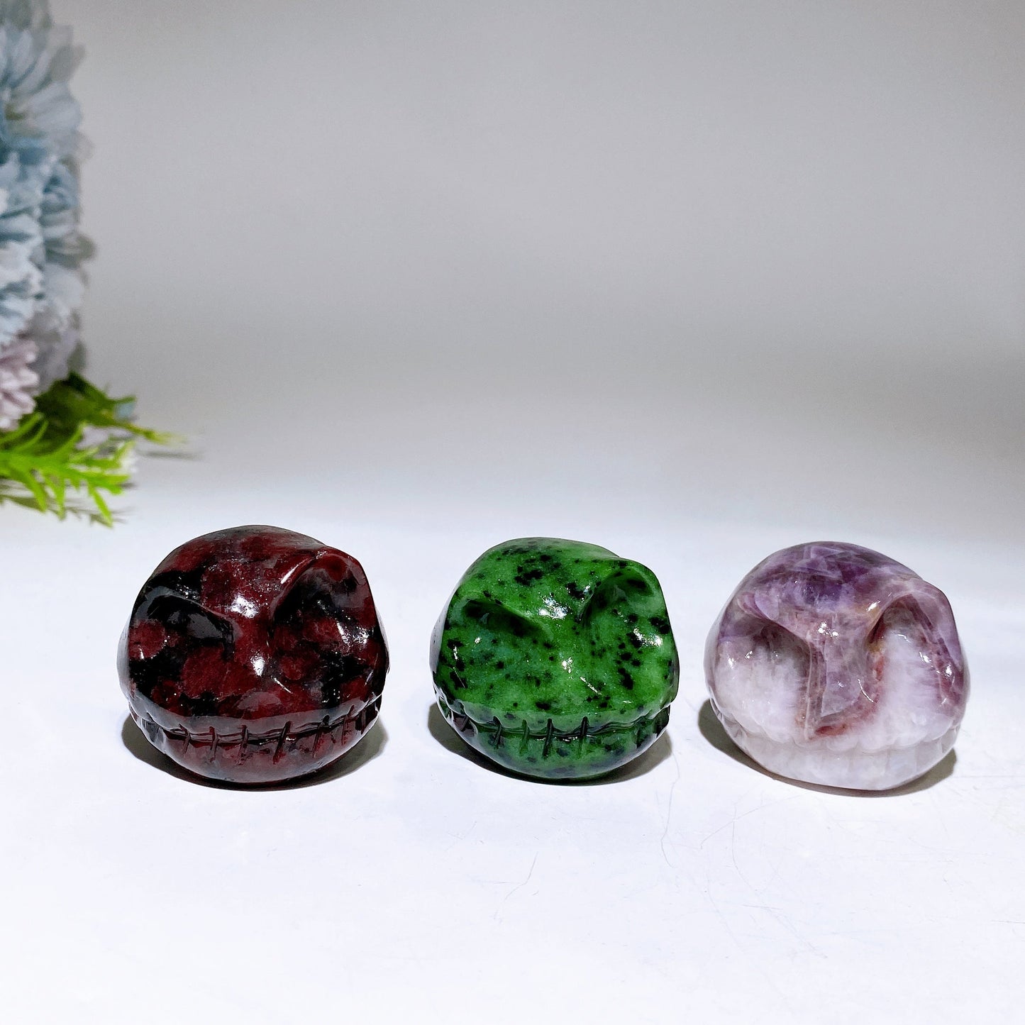 1.7" Crystal Jack Skellington Head Carving Crystal Healing Bulk Wholesale