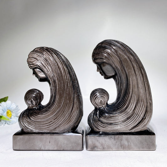 16cm Silver Obsidian Lady Carving Crystal Healing Bulk Wholesale