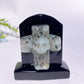 2.3" Black Obsidian Tombstone with Cross Skull Decor Carving Crystal Healing Bulk Wholesale
