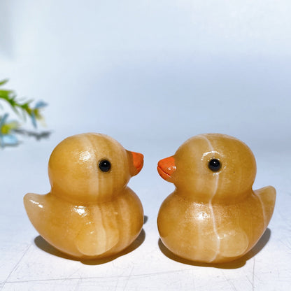 1.5" Orange Calcite White Jade Duck Carving Crystal Healing Bulk Wholesale