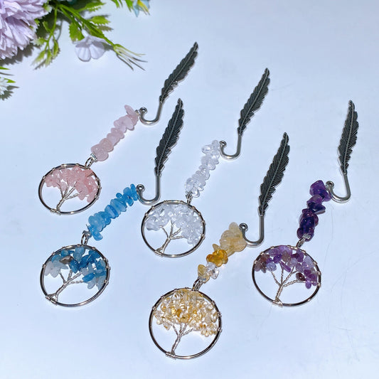 Crystal Life Tree Metal Feather Bookmark Crystal Healing Bulk Wholesale