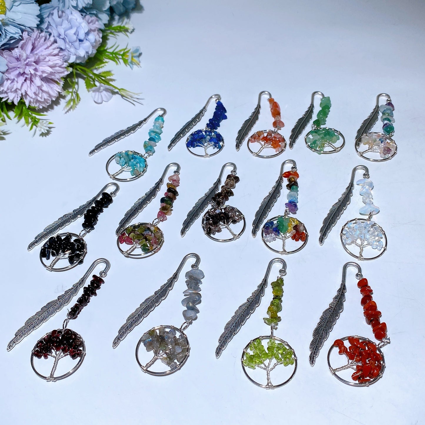 Crystal Life Tree Metal Feather Bookmark Crystal Healing Bulk Wholesale