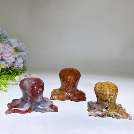 2.1"-2.4" Ocean Jasper Octopus Carving Crystal Healing Bulk Wholesale