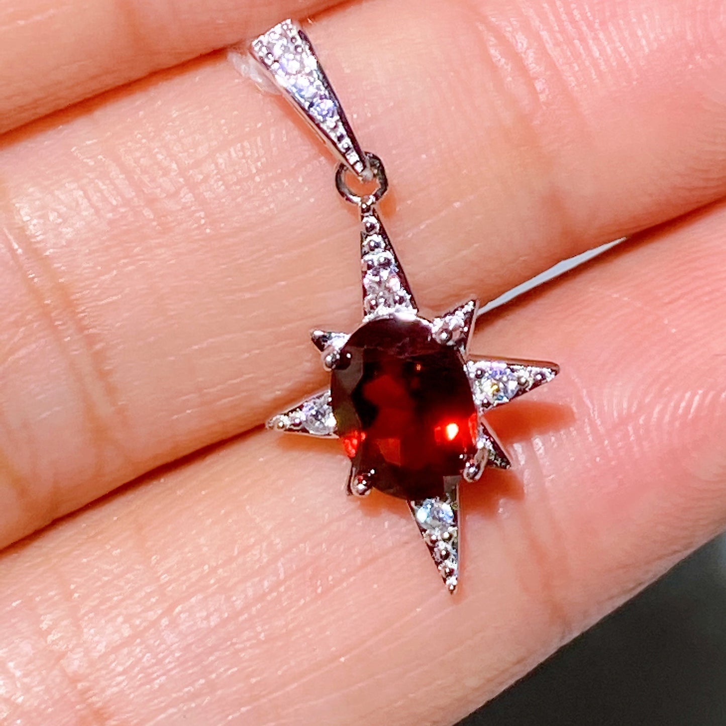S925 Garnet Ring Pendant Crystal Healing Bulk Wholesale