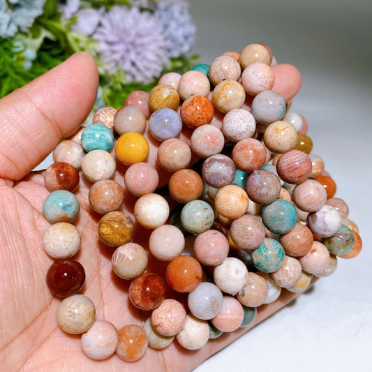 10mm Colorful Coral Jade Bracelet Crystal Healing Bulk Wholesale