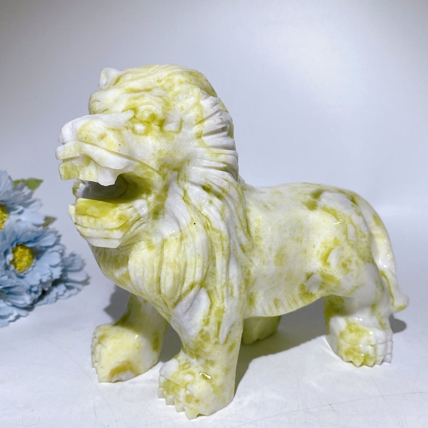 20cm Serpentine Picasso Stone Lion Carving Crystal Healing Bulk Wholesale