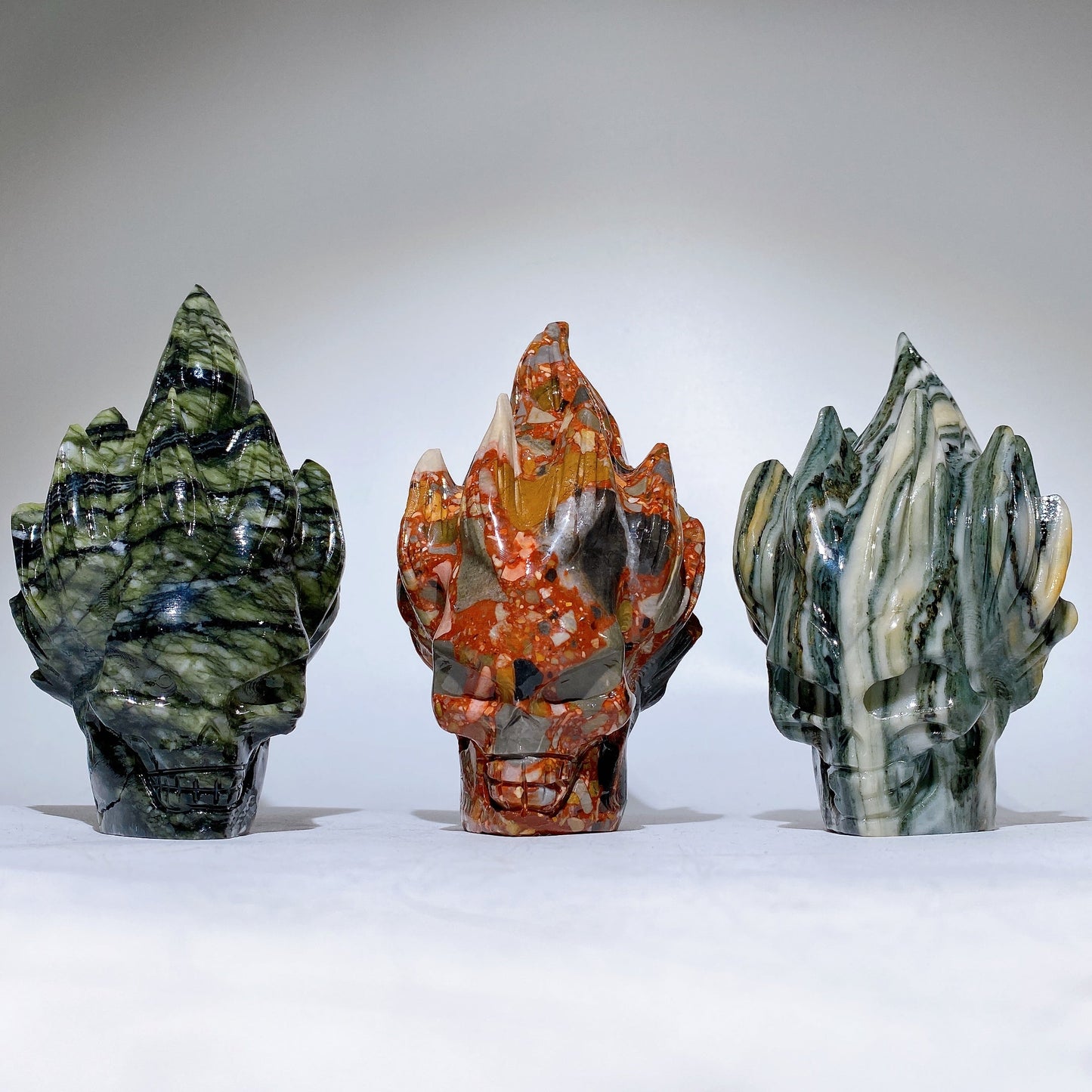 5.5" Jade Skull Carving Crystal Healing Bulk Wholesale