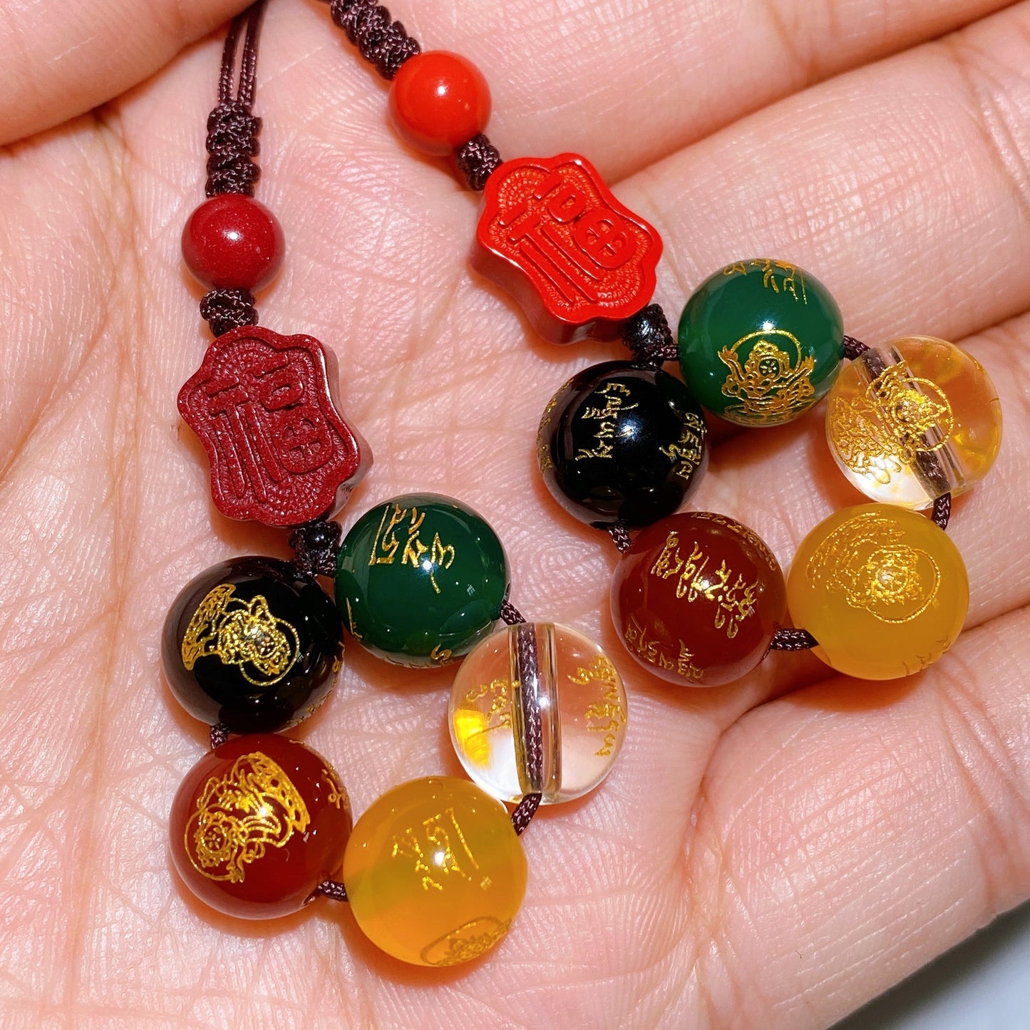 Cinnabar Crystal with Printing Bag Cellphone Hanging Ornament Crystal Healing Bulk Whoelsale