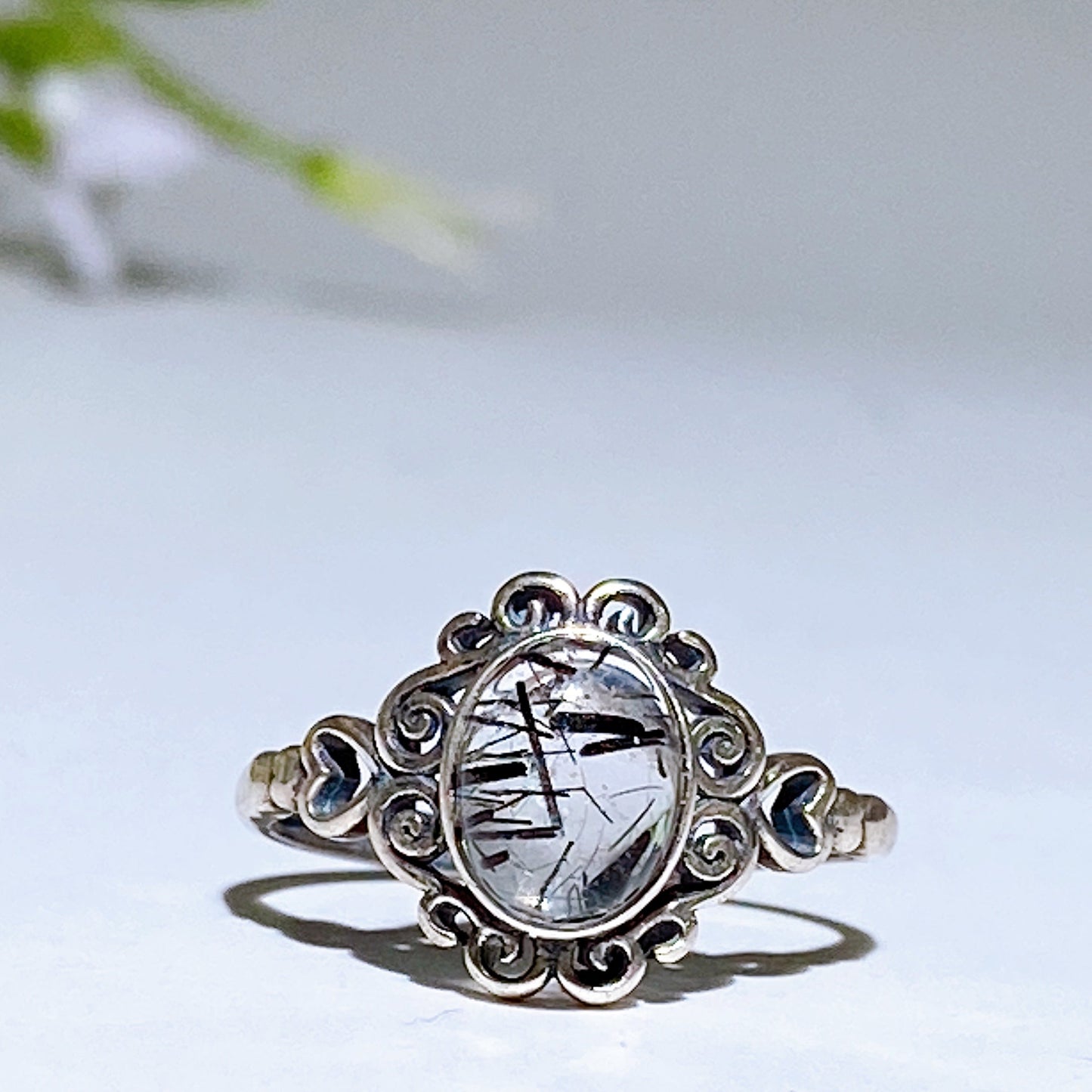 Sterling Silver Black Tourmaline in Quartz Ring Crystal Healing Bulk Wholesale