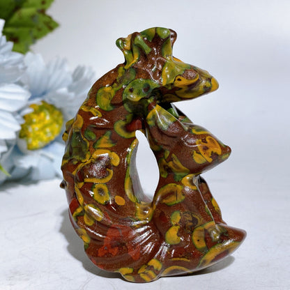 2.7" Crystal Fox Moon Carving Crystal Healing Bulk Wholesale